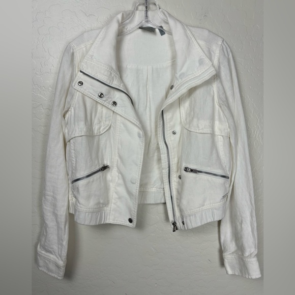 Athleta Linen High Neck Long Sleeve Lightweight Jacket White Size XS 0204 - Picture 4 of 11